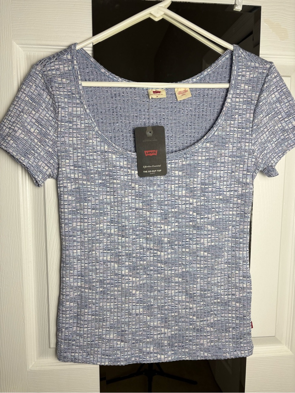 Levi's Blue-White Scoop Neck Short Sleeve Tee